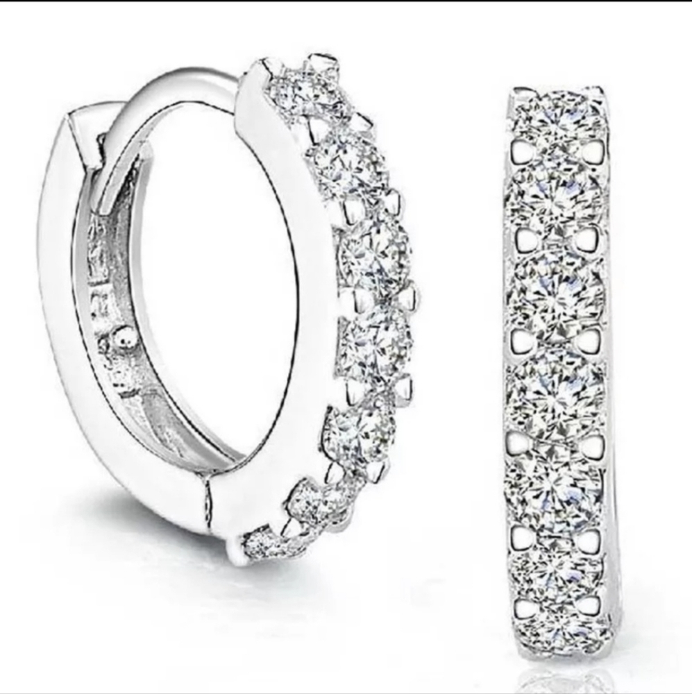 Tiny Huggie Rhinestone Earrings